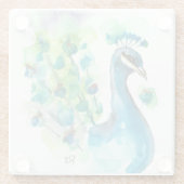 Onderzetter van glas — Waterverven van Peacock (Achterkant)