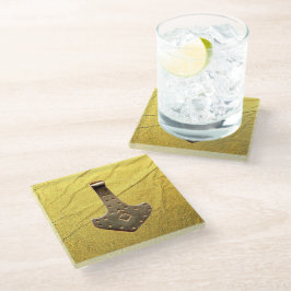 Onderzetter van goudbruin bruistroomglas glazen onderzetter