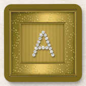 Onderzetter van goudschimmer en Sparkle-mongram (Voorkant)