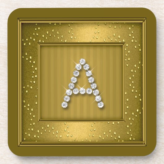Onderzetter van goudschimmer en Sparkle-mongram (Voorkant)