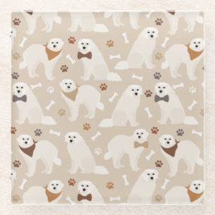 Onderzetter van grote Pyreneeën en Botten van glas Glazen Onderzetter