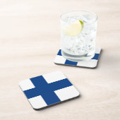 Onderzetter van harde kunststof met Finse vlag (Rechterzijde)
