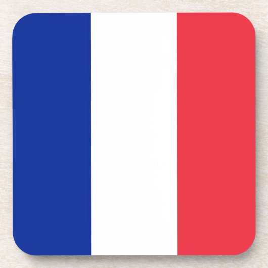 Onderzetter van harde kunststof met Franse vlag (Voorkant)