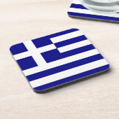 Onderzetter van harde kunststof met Griekse vlag (Linkerzijde)