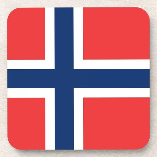 Onderzetter van harde kunststof met Noorse vlag (Voorkant)