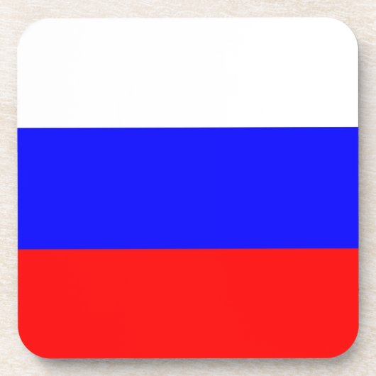 Onderzetter van harde kunststof met Russische vlag (Voorkant)