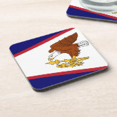 Onderzetter van harde kunststof met vlag van Ameri (Linkerzijde)