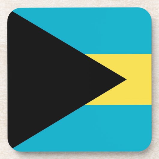 Onderzetter van harde kunststof met vlag van Baham (Voorkant)