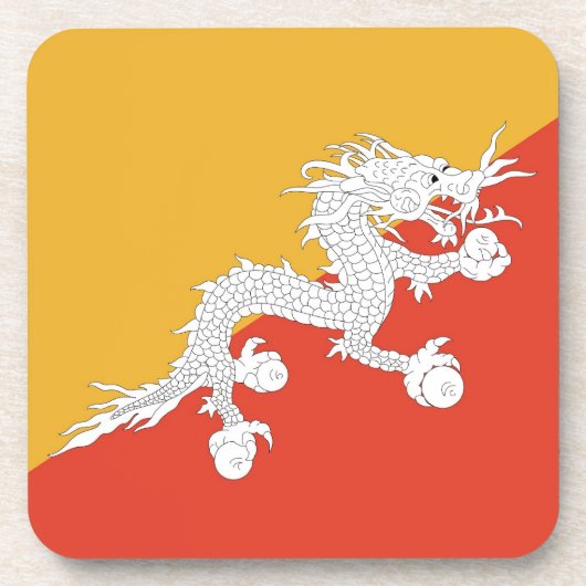 Onderzetter van harde kunststof met vlag van Bhuta (Voorkant)