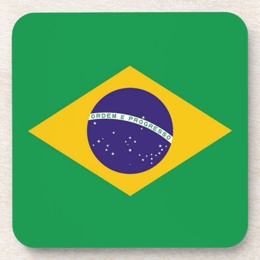 Onderzetter van harde kunststof met vlag van Brazi (Voorkant)