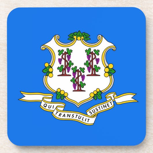 Onderzetter van harde kunststof met vlag van Conne (Voorkant)