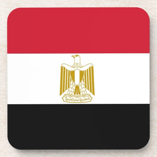 Onderzetter van harde kunststof met vlag van Egypt (Voorkant)