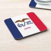 Onderzetter van harde kunststof met vlag van Iowa, (Linkerzijde)