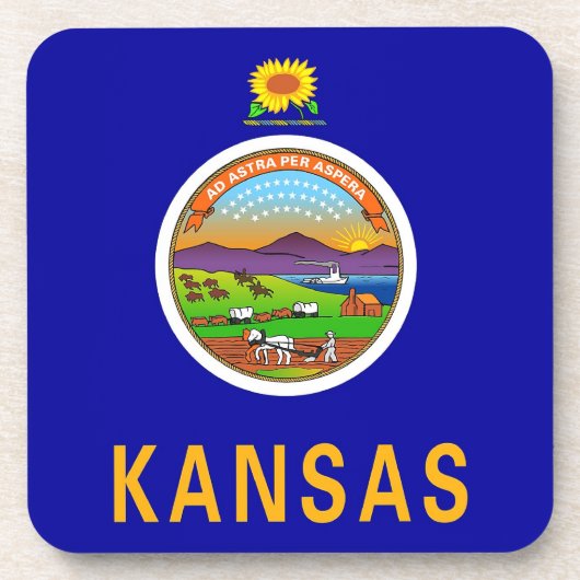 Onderzetter van harde kunststof met vlag van Kansa (Voorkant)