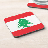 Onderzetter van harde kunststof met vlag van Liban (Linkerzijde)