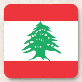 Onderzetter van harde kunststof met vlag van Liban