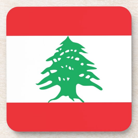 Onderzetter van harde kunststof met vlag van Liban (Voorkant)