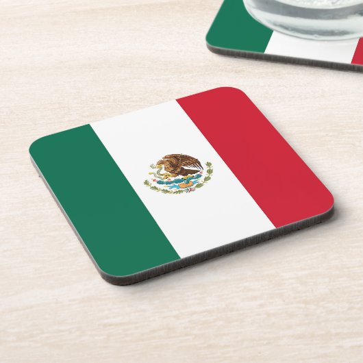 Onderzetter van harde kunststof met vlag van Mexic (Linkerzijde)