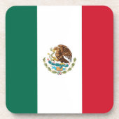 Onderzetter van harde kunststof met vlag van Mexic (Voorkant)