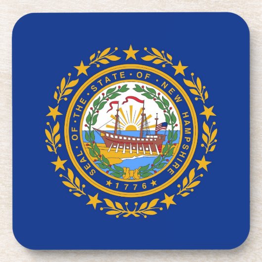 Onderzetter van harde kunststof met vlag van New H (Voorkant)