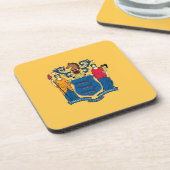 Onderzetter van harde kunststof met vlag van New J (Linkerzijde)