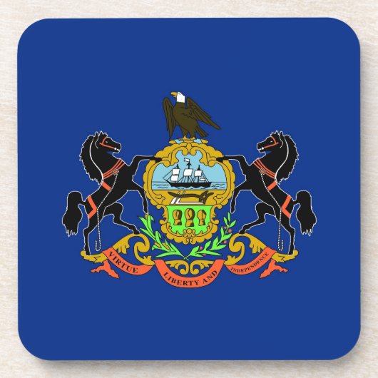 Onderzetter van harde kunststof, met vlag van Penn (Voorkant)