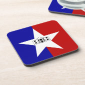 Onderzetter van harde kunststof met vlag van San A (Linkerzijde)