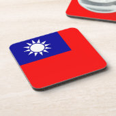 Onderzetter van harde kunststof met vlag van Taiwa (Linkerzijde)