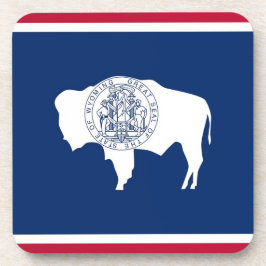 Onderzetter van harde kunststof met vlag van Wyomi