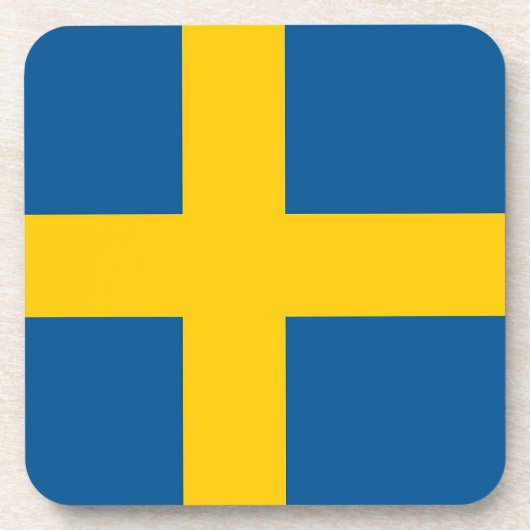 Onderzetter van harde kunststof met vlag van Zwede (Voorkant)