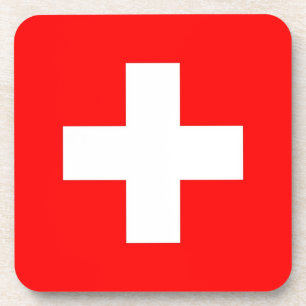 Onderzetter van harde kunststof met vlag van Zwits