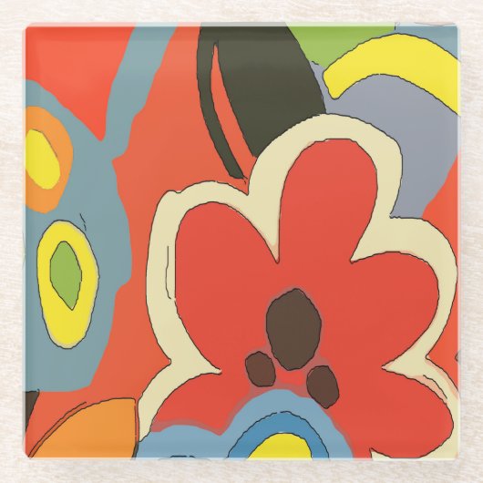 Onderzetter van Hawaii Flowers Glass Glazen Onderzetter (Voorkant)