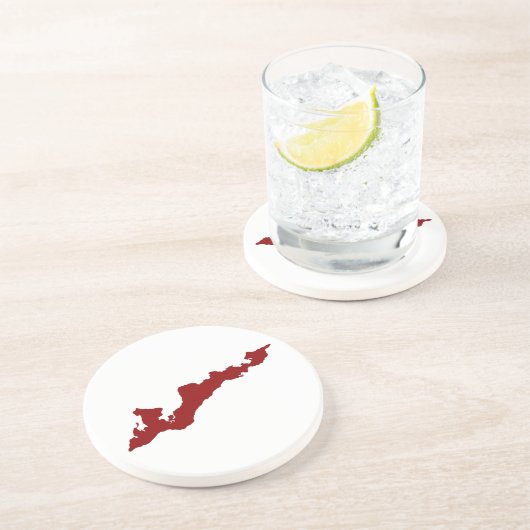 Onderzetter van het eiland Fishers Island - Red (Zijkant)