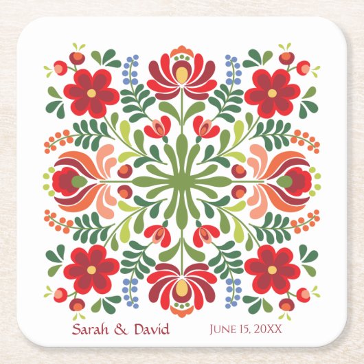 Onderzetter van het Hongaarse Design Red Flowers S (Voorkant)