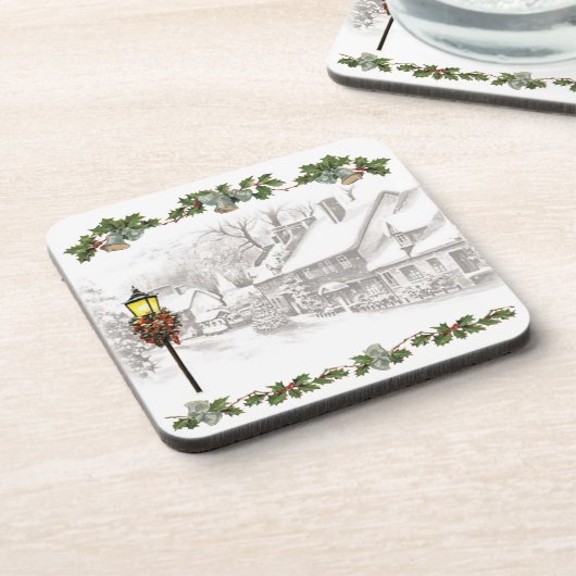 Onderzetter van het kerststadje Vintage (Linkerzijde)