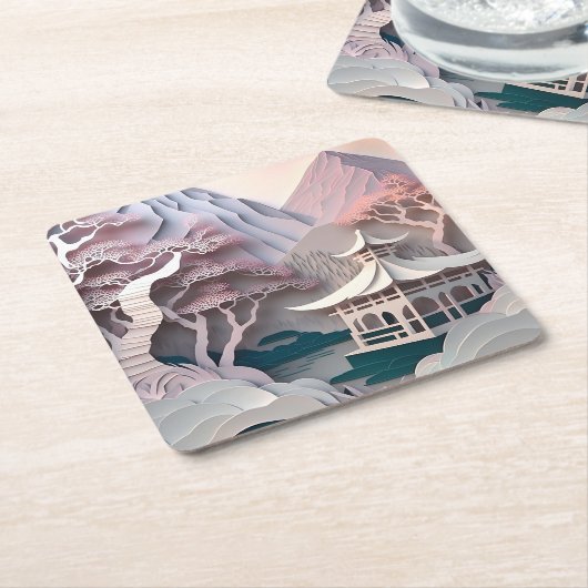 Onderzetter van het Landschap Square Paper Cutout (Schuin)