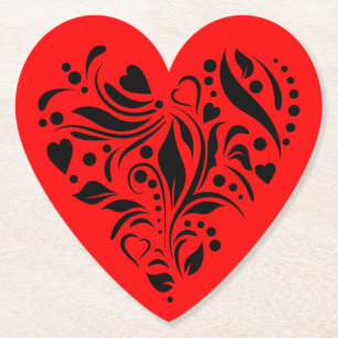 Onderzetter van het zwart-wit en het rode hart