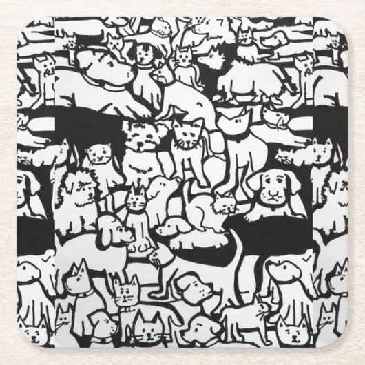 Onderzetter van honden en katten Cartoon" (Voorkant)