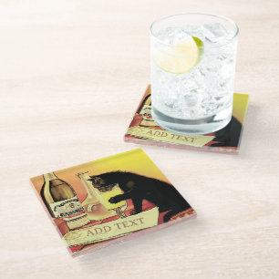 Onderzetter van katten- en wijnglas