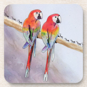 Onderzetter van kleurrijke parrots