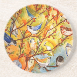 Onderzetter van kleurrijke vogelsteen