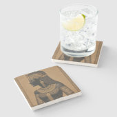 Onderzetter van Koningin Steen. Zwart en Goud. (Zijkant)