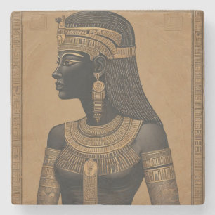 Onderzetter van Koningin Steen. Zwart en Goud.