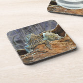 Onderzetter van kurk met twee merkwaardige lizards (Linkerzijde)