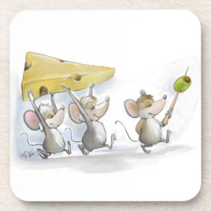 Onderzetter van kurk op de kazen (met olijven)