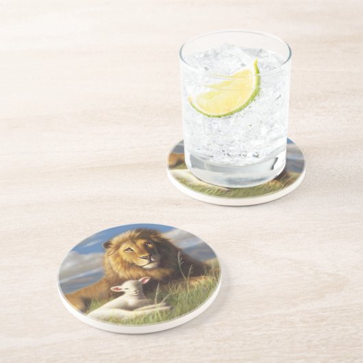 Onderzetter van leder en lammeren (Zijkant)