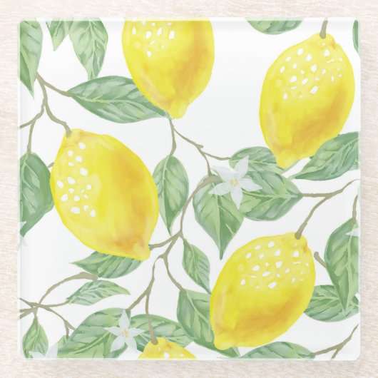 Onderzetter van leemons en bladeren glazen onderzetter (Voorkant)