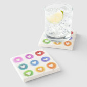 Onderzetter van marmer met vierkante afbeeldingen (Zijkant)