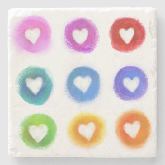 Onderzetter van marmer met vierkante afbeeldingen (Voorkant)