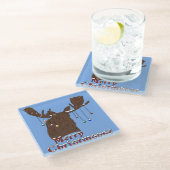 Onderzetter van Merry Kerstmis Moose Glass (Schuin)